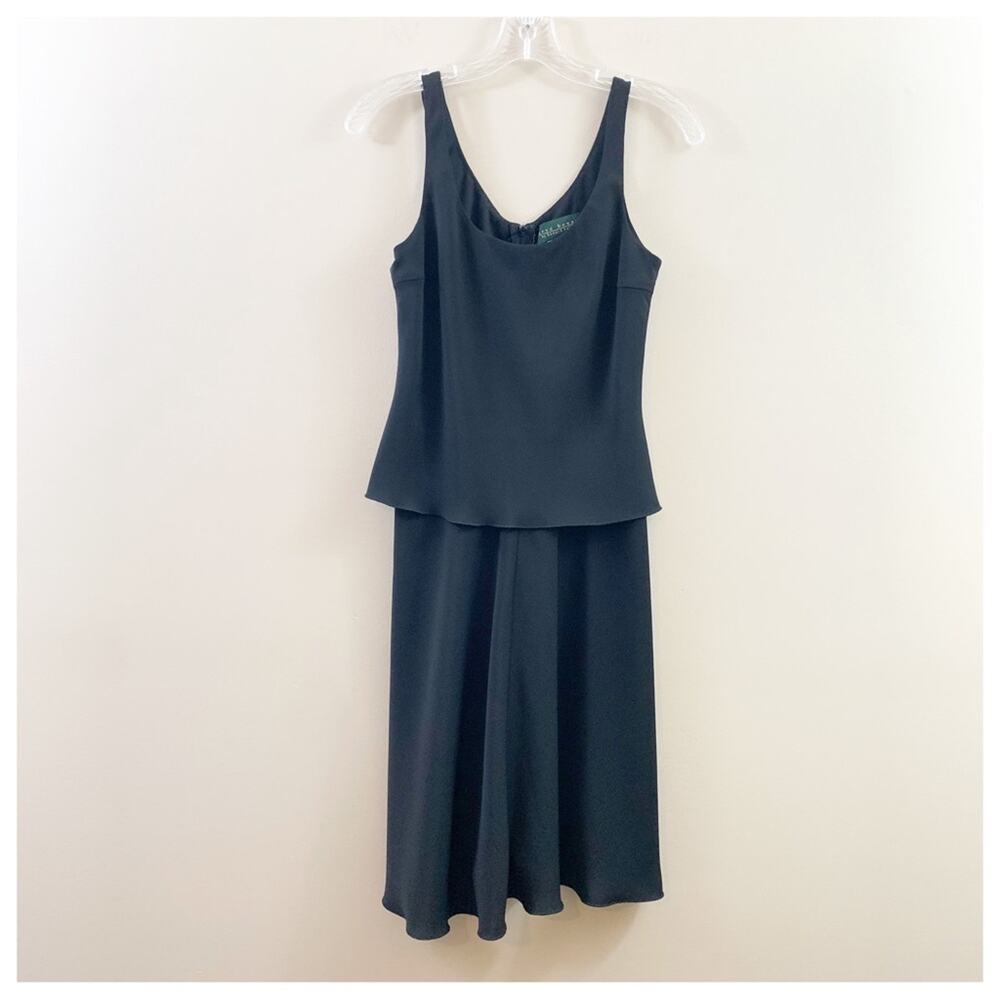 Harve Benard Sleeveless Black Midi Layered Dress